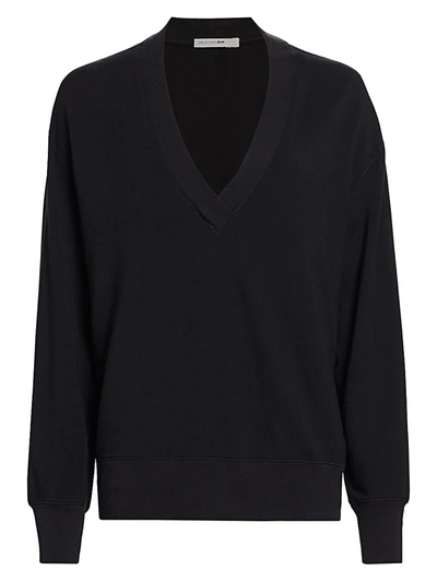 Rag & Bone Flora V-neck Long-sleeve Pullover In Black