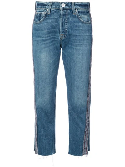 Hudson Riley Cropped Straight-leg Jeans With Side Stripes In Blue