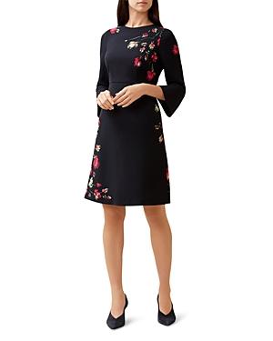 hobbs multi painted rose dress