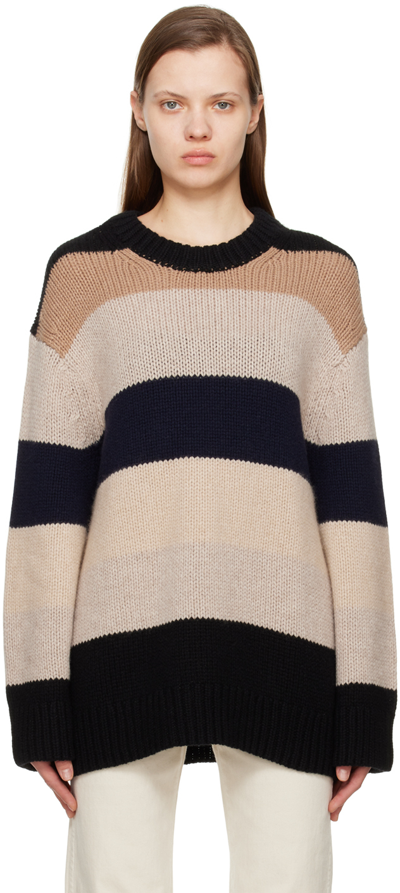 Khaite Jade Striped Cashmere Sweater In Neutrals