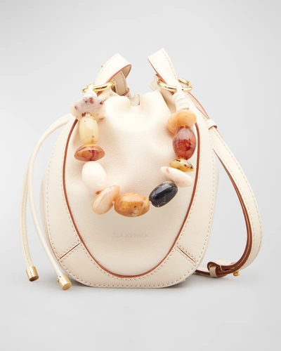 Ulla Johnson Lee Stone Leather Pouch Bucket Bag In Cowrie