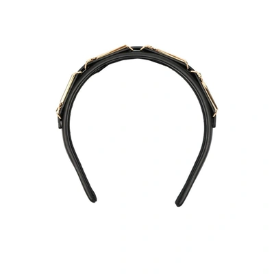 Versace Black La Greca Leather Headband