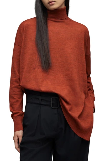 Allsaints Gala Merino Jumper In Orange Spice