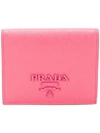 Prada Tonal Logo-plaque Wallet In Pink