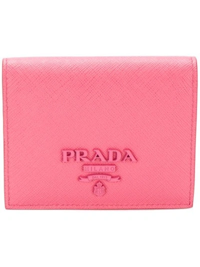Prada Tonal Logo-plaque Wallet In Pink