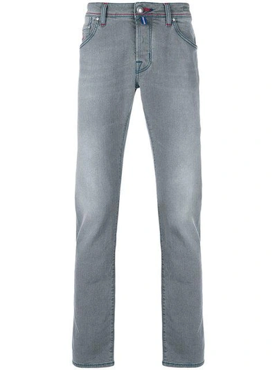 Jacob Cohen Stonewashed Straight Leg Jeans In Grey