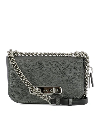 Coach Charcoal Leather Shoulder Bag In Grey