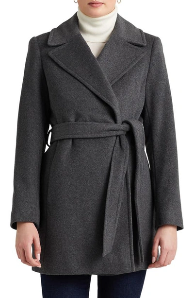 Ralph Lauren Belted Wool Blend Coat In Df Grey