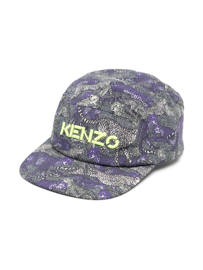 Kenzo Kids' Logo-embroidered Cheetah-print Cap In Multicolour