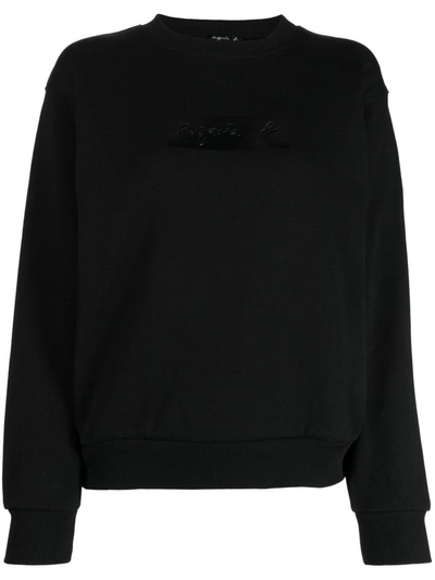 Agnès B. Logo-patch Crew-neck Sweatshirt In Black
