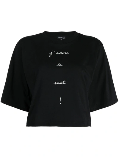 Agnès B. Graphic-print Cotton T-shirt In Black