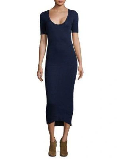 Ag Elli Knit Bodycon Midi Dress In Indigo