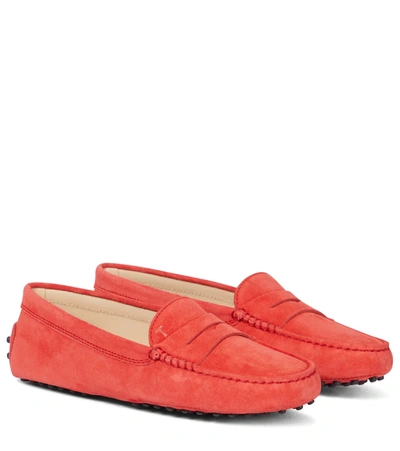 Tod's Gommino Suede Loafers In Orange