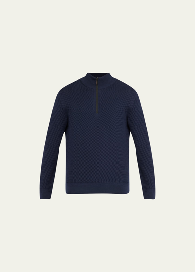 Zegna Cashmere Quarter-zip Sweater In Navy