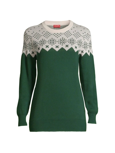 Petit Lem Women's Ladies' Fair Isle Snowflake Knit Sweater In Green