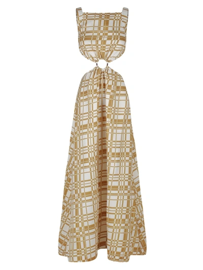 Hansen + Gretel Paros Maxi Dress In White Checker