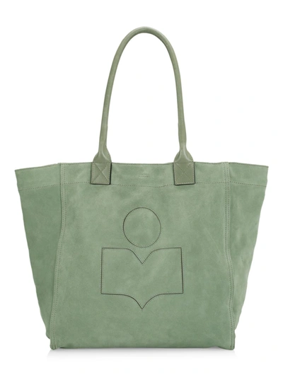 Isabel Marant Small Yenky Suede Tote In Green