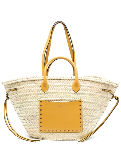 Isabel Marant Cadix Woven Straw Tote In Yellow
