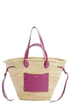Isabel Marant Cadix Woven Straw Tote In Natural,orchid