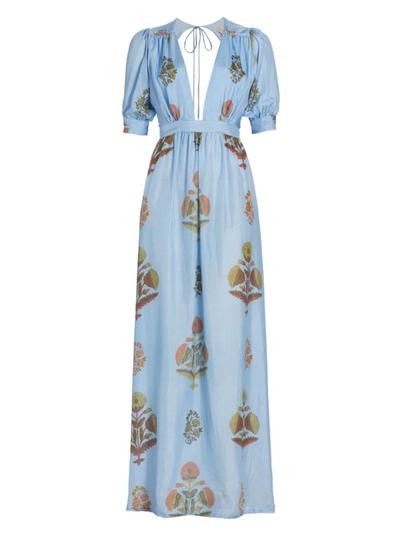 Hannah Artwear Surya Floral Maxi Dress In Blue Multi