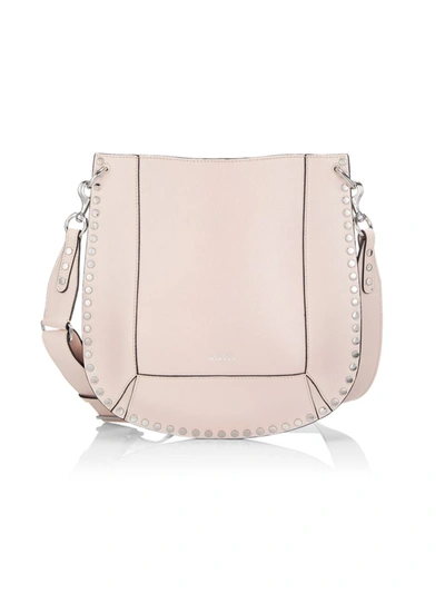 Isabel Marant Oskan Studded Grainy Leather Shoulder Bag In Pearl Rose