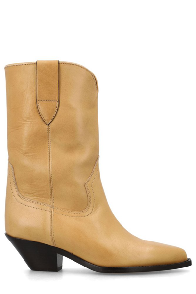 Isabel Marant Dahope Suede Cowboy Boots In Straw