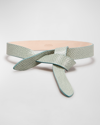 Isabel Marant Lecce Snake-embossed Leather Wrap Belt In Almondgreen