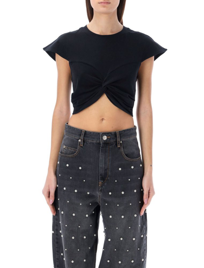 Isabel Marant Zineae Twisted Crop Top In Black