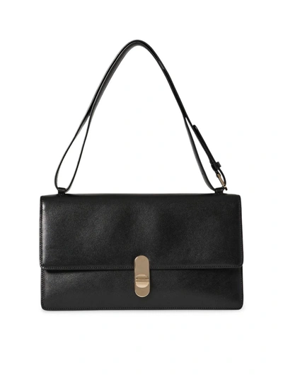 The Row Clea Shoulder Bag In Calfskin Leather In Black