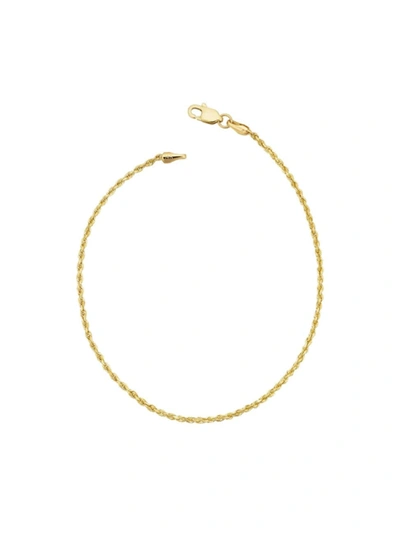 Oradina 14k Yellow Solid Gold Roman Rope Anklet In Yellow Gold