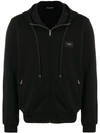 Dolce & Gabbana Drawstring Zip Hoodie In Black