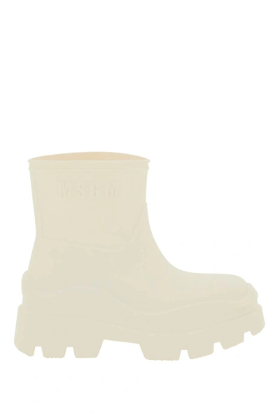Msgm Rainboots With Logo In White