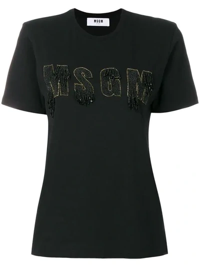 Msgm Embellished Logo T-shirt - Black