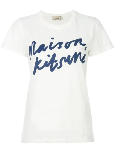 Maison Kitsuné Maison Kitsune White Handwriting Logo T-shirt