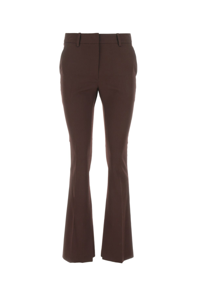 Low Classic Wool Flared Trousers With Slits In Burgundy