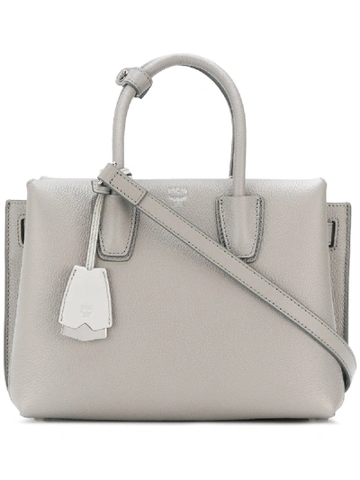 Mcm Milla Ash Grey Leather Large Tote Bag In Light Gray