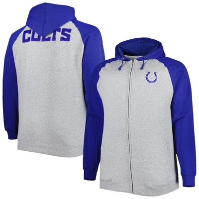 Profile Heather Gray Indianapolis Colts Big & Tall Fleece Raglan Full-zip Hoodie Jacket