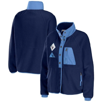 Wear By Erin Andrews Navy Tennessee Titans Polar Fleece Raglan Full-snap Jacket