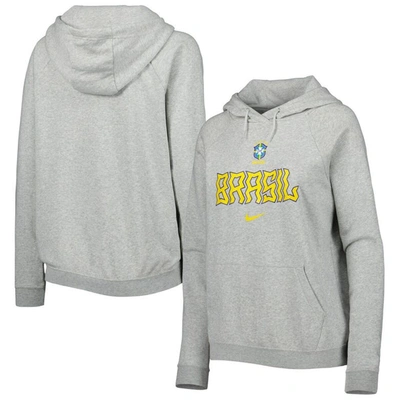 Nike Heather Gray Brazil National Team Lockup Varsity Fleece Raglan Pullover Hoodie