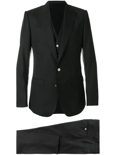 Dolce & Gabbana Three Piece Formal Suit In Black