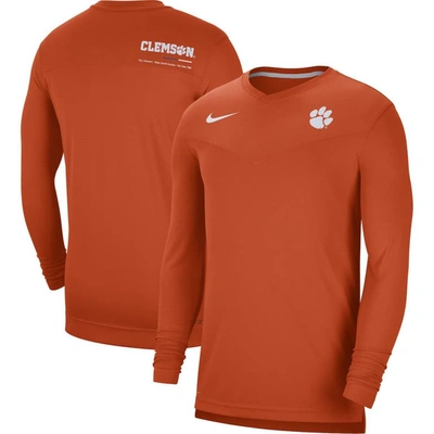 Nike Orange Clemson Tigers 2022 Coach Performance Long Sleeve V-neck T-shirt