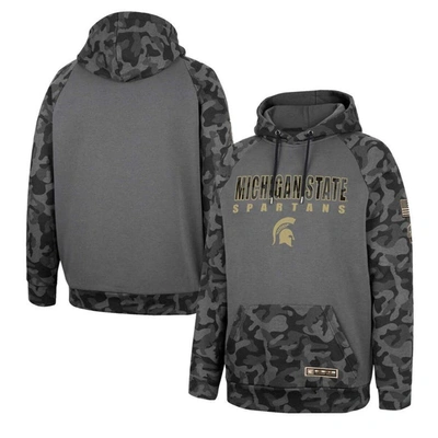 Colosseum Charcoal Michigan State Spartans Oht Military Appreciation Camo Stack Raglan Pullover Hood