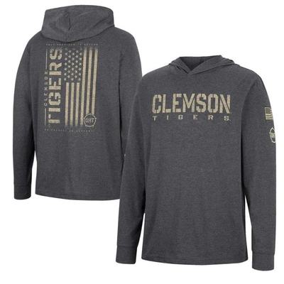 Colosseum Charcoal Clemson Tigers Team Oht Military Appreciation Hoodie Long Sleeve T-shirt In Black