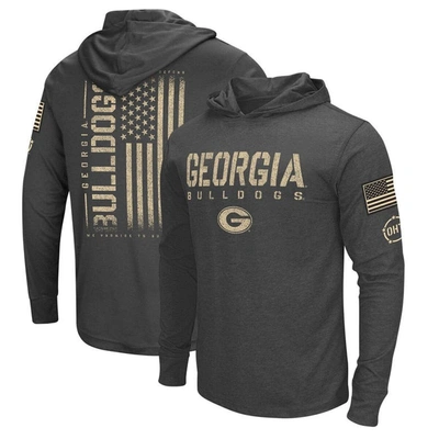 Colosseum Charcoal Georgia Bulldogs Team Oht Military Appreciation Hoodie Long Sleeve T-shirt In Black