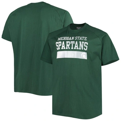 Profile Men's Green Michigan State Spartans Big And Tall Raglan T-shirt