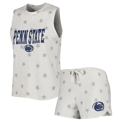 Concepts Sport Cream Penn State Nittany Lions Agenda Stars Tank Top And Shorts Sleep Set