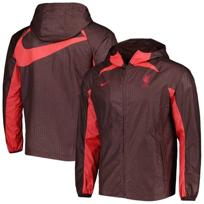 Nike Maroon Liverpool Awf Raglan Full-zip Jacket In Red