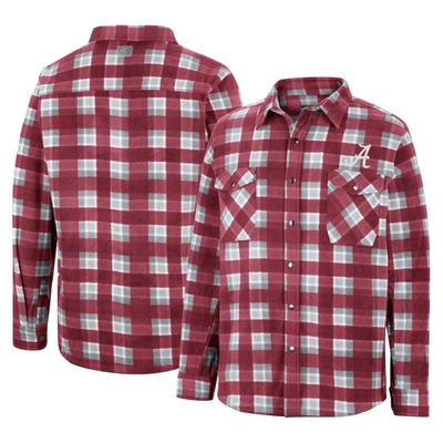 Colosseum Men's  Crimson, White Alabama Crimson Tide Ellis Plaid Full-snap Shirt Jacket In Crimson,white