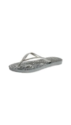 Havaianas Slim Animal Flip Flops In Grey/silver