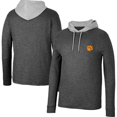 Colosseum Black Clemson Tigers Ballot Waffle-knit Thermal Long Sleeve Hoodie T-shirt
